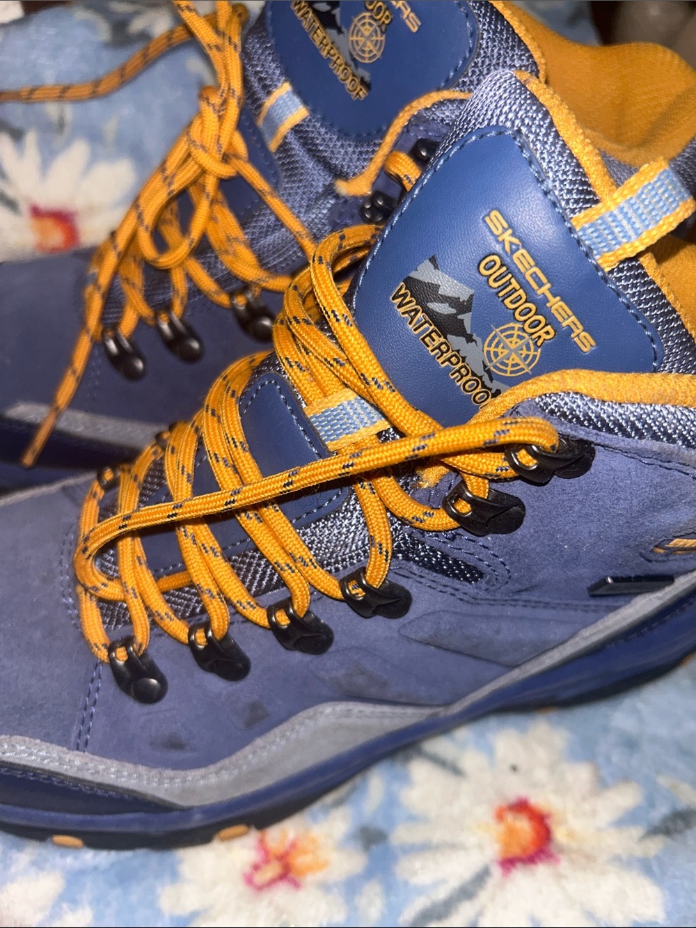 Skechers Outdoor Waterproof Men's Boots in Blue and Orange